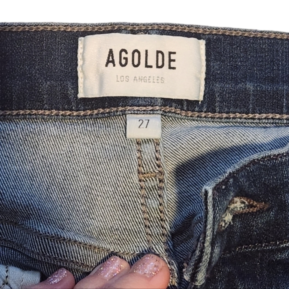 Agolde Women's Sophie Skinny Frayed Hem Denim Blue Jeans, Size 27 - Picture 11 of 16